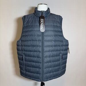 NWT HeatKeep Down Ultra Light Packable Puffer Vest Slate Melange Mens XXL Gray